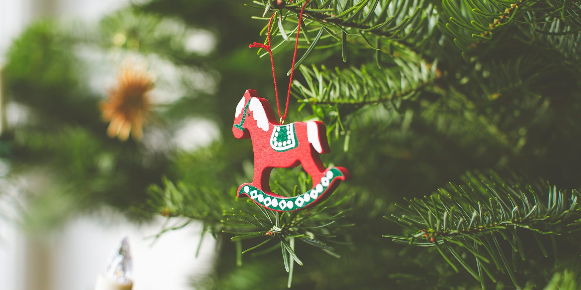 red and white christmas tree ornament